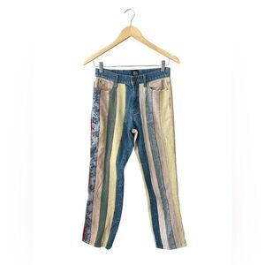 BDG Mixed Media Mid-Rise Jean – Striped Denim